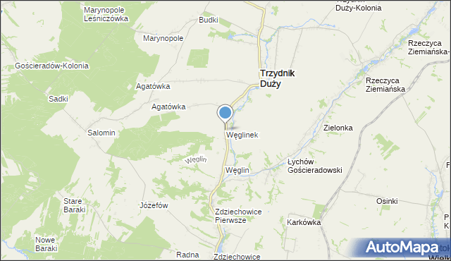 mapa Węglinek, Węglinek gmina Trzydnik Duży na mapie Targeo